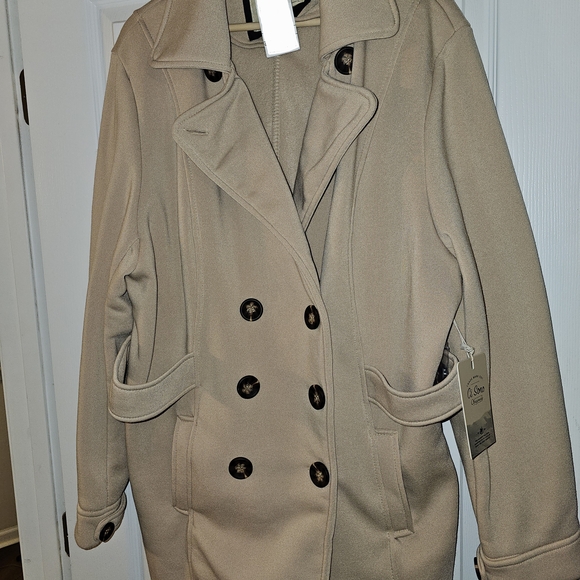 Ci Sono Women's Beige Trench Coat with Button Accents - Picture 1 of 5